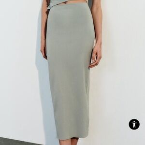 Zara Sea Green stretch midi skirt